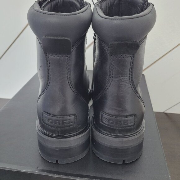 NWT Sorel Womens Lennox Lace Combat Boots Black Size 6 Waterproof Leather - Picture 5 of 12
